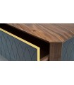 Comoda TV din MDF si pal, Logan Marquetry, 240 cm, negru, nuc