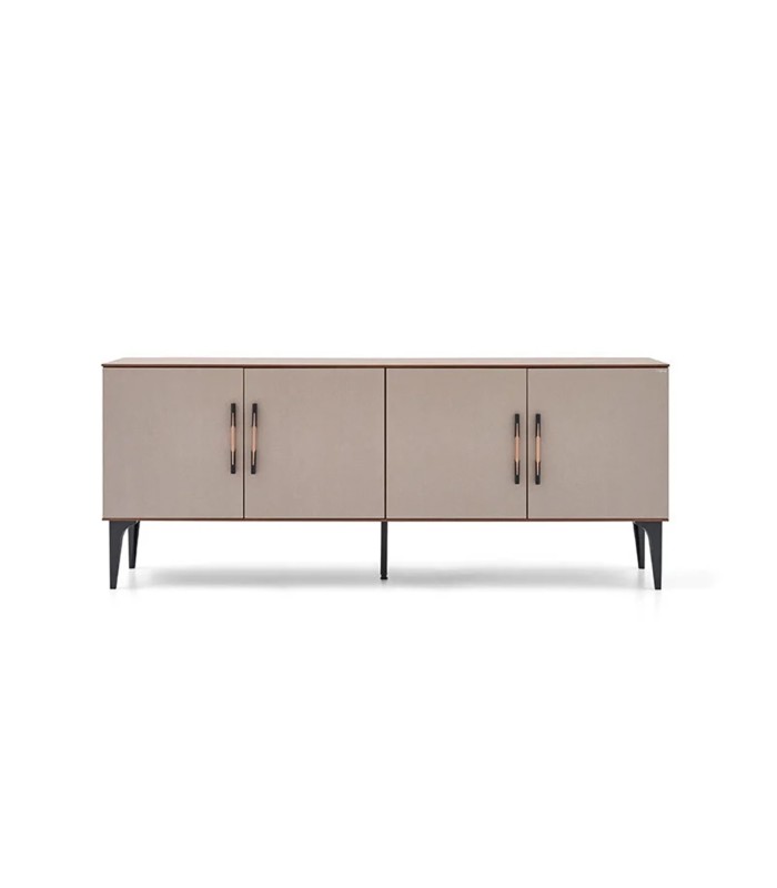 Bufet din pal cu 4 usi, Nova, 202x50x81 cm, nuc, bej