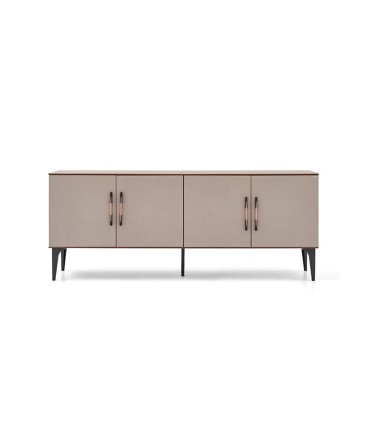 Bufet din pal cu 4 usi, Nova, 202x50x81 cm, nuc, bej