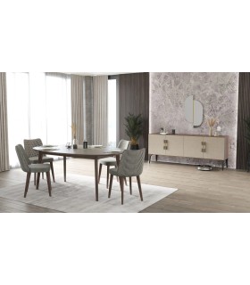 Bufet din pal cu 4 usi, Nova, 202x50x81 cm, nuc, bej
