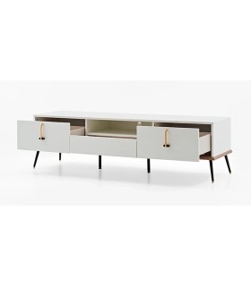 Comoda TV din pal, Larina, 182 cm, alb, lemn