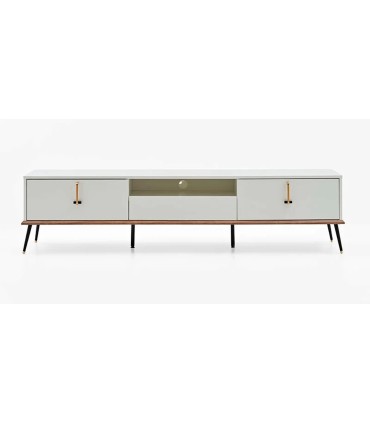 Comoda TV din pal, Larina, 212 cm, alb, lemn