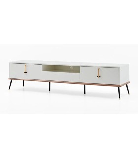 Comoda TV din pal, Larina, 212 cm, alb, lemn