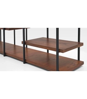 Biblioteca din pal si metal, Terra, 170x35x180 cm, nuc, negru