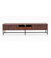 Comoda TV din pal, cu 3 sertare, Matilda, 210x50x52 cm, nuc, maro