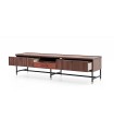 Comoda TV din pal, cu 3 sertare, Matilda, 210x50x52 cm, nuc, maro