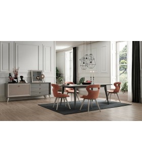 Masa dining din pal, Hector, 160x90x78 cm, stejar gri