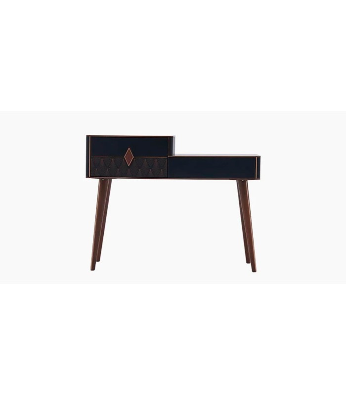 Masuta machiaj din pal, cu 2 sertare, Diamond, 120x44x93 cm, nuc, negru
