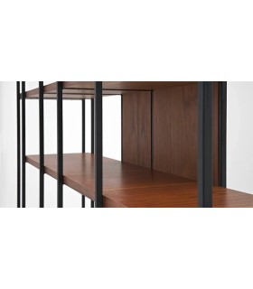 Biblioteca din pal si metal, Terra, 170x35x180 cm, nuc, negru