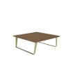 Masuta cafea patrata, din pal si metal auriu, Carbon, 90x90x34 cm, nuc
