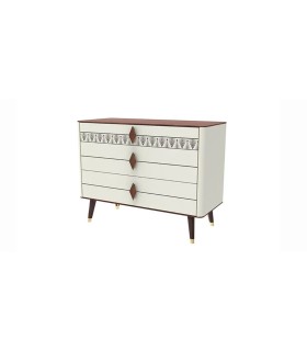 Comoda din pal cu 3 sertare, Diamond Pure, 104x48x80 cm, crem, nuc