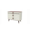 Comoda din pal cu 3 sertare, Diamond Pure, 104x48x80 cm, crem, nuc