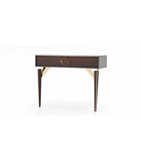 Consola din pal cu sertar, Valentin, 120x45x93 cm, nuc, gri