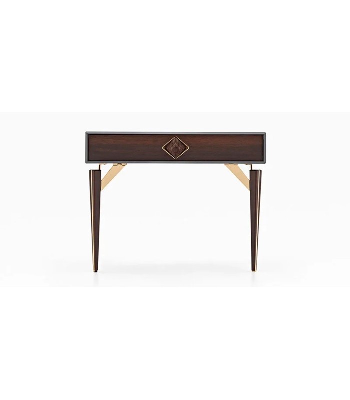 Consola din pal cu sertar, Valentin, 120x45x93 cm, nuc, gri