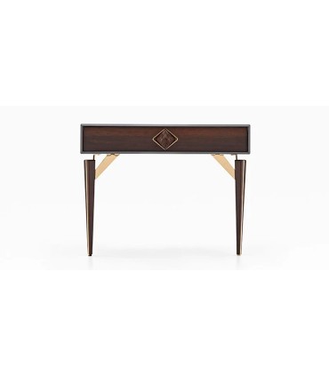 Consola din pal cu sertar, Valentin, 120x45x93 cm, nuc, gri