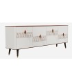 Bufet din pal cu 4 usi, Diamond Pure, 216x48x81 cm, crem, nuc