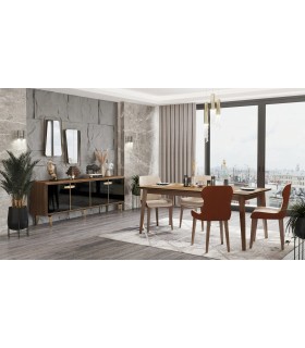 Masa dining din pal si MDF, Carbon, 190x100x80 cm, nuc