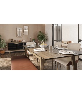 Masa dining din pal si MDF, Carbon, 190x100x80 cm, nuc