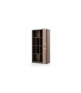 Biblioteca din pal si MDF, cu usa si rafturi, Hector Young, 90x42x180 cm, stejar gri