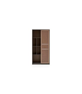Biblioteca din pal si MDF, cu usa si rafturi, Hector Young, 90x42x180 cm, stejar gri