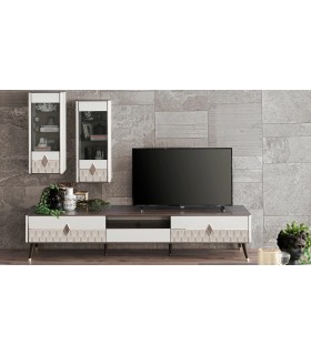 Comoda TV din pal, Diamond Pure, 240 cm, crem