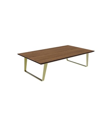 Masuta cafea dreptunghiulara, din pal si metal auriu, Carbon, 120x70 cm, nuc