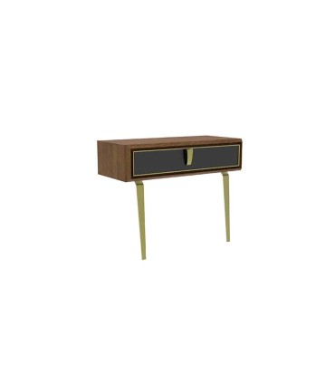 Masuta machiaj din pal si MDF, Carbon, 105x48x83 cm, nuc, negru
