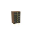 Comoda inalta cu 5 sertare, din pal si MDF, Carbon, 64x47x113 cm, nuc, negru