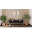 Bufet din pal si MDF, cu 4 usi, Carbon, 217.5x47.3x82 cm, nuc, negru