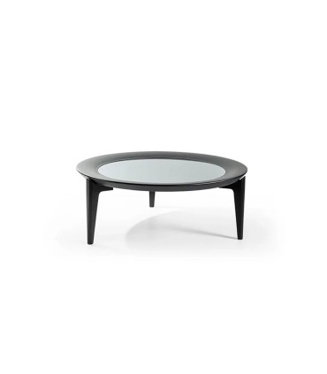 Masuta cafea din poliuretan si sticla, Aura Big, 103x103x40 cm, negru