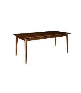 Masa dining din pal si MDF, Valentin, cu picioare din lemn, 190x90x79 cm, nuc