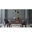 Masa dining din pal si MDF, Valentin, cu picioare din lemn, 190x90x79 cm, nuc
