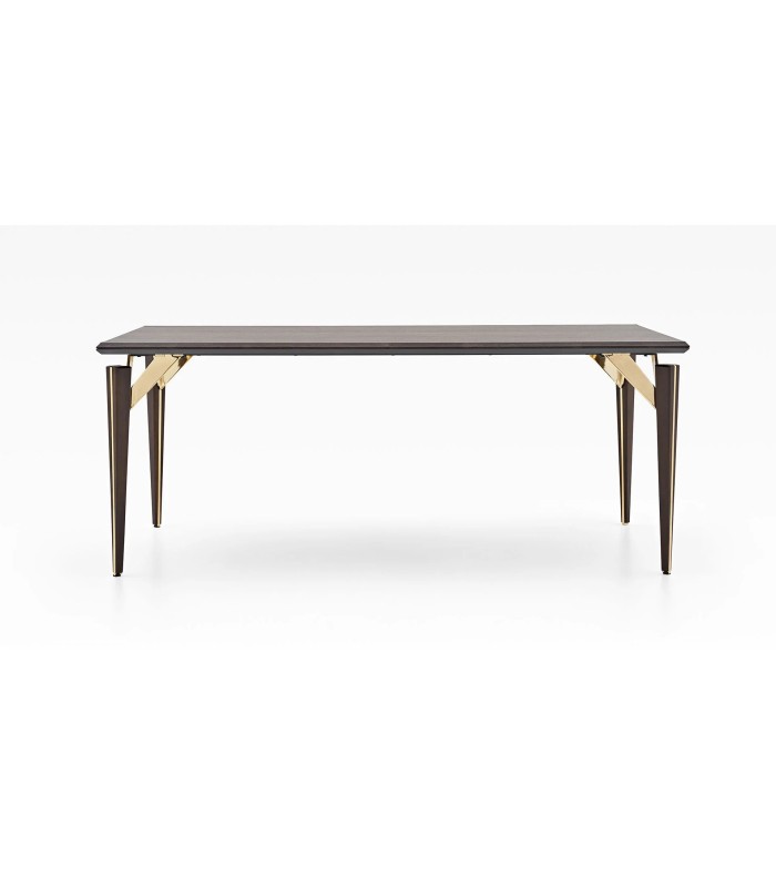 Masa dining din pal si MDF, Valentin, cu picioare din lemn, 190x90x79 cm, nuc