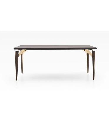 Masa dining din pal si MDF, Valentin, cu picioare din lemn, 190x90x79 cm, nuc