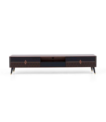 Comoda TV din pal, Diamond, 210 cm, nuc, negru grafit