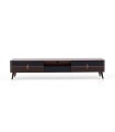 Comoda TV din pal, Diamond, 210 cm, nuc, negru grafit