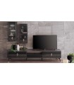 Comoda TV din pal, Diamond, 210 cm, nuc, negru grafit