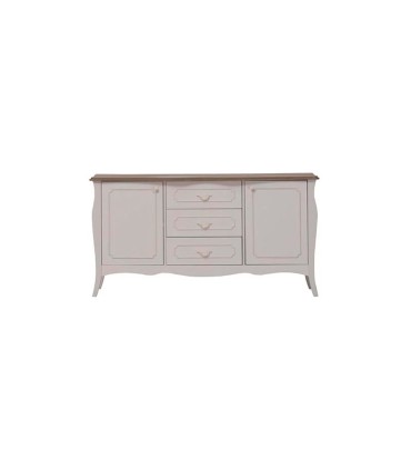 Comoda din pal cu usi si sertare, Riena, 167x52x87 cm, alb mat, stejar