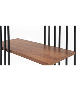 Biblioteca din pal si metal, Alcatraz, 90x43x200 cm, nuc, negru