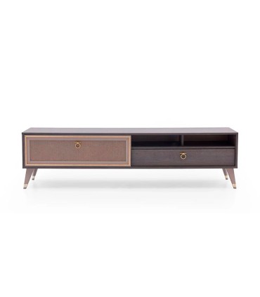 Comoda TV din pal si MDF, Hector, 206 cm, stejar gri