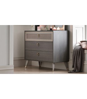 Comoda din pal cu 3 sertare, Hector, 104x48x91 cm, stejar gri