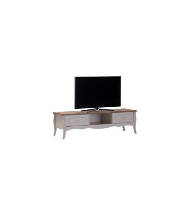 Comoda TV din pal si MDF, Riena, 167x50.8x47.4 cm, alb mat, stejar