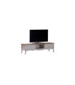 Comoda TV din pal si MDF, Riena, 167x50.8x47.4 cm, alb mat, stejar