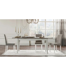 Masa dining extensibila, din pal si MDF, Riena, 169x93.4x78 cm, alb mat, stejar