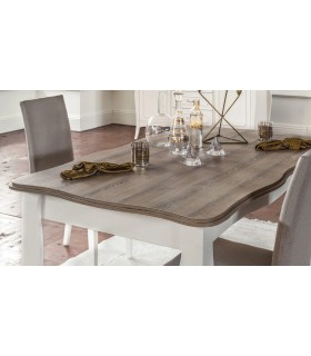 Masa dining extensibila, din pal si MDF, Riena, 169x93.4x78 cm, alb mat, stejar