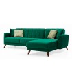 Coltar extensibil cu lada depozitare, tapitat cu catifea, Dreapta - Stanga, Loft, Verde