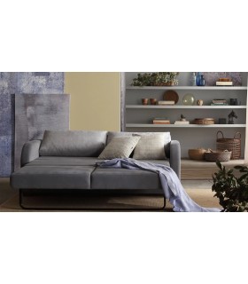 Canapea extensibila cu 2 locuri, tapitata cu catifea, 165 cm, Marvin, gri