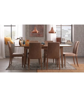 Masa dining extensibila, din pal, Ravenna, 160x90x75 cm, stejar