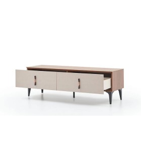 Comoda TV din pal, Nova, 160 cm, nuc, bej