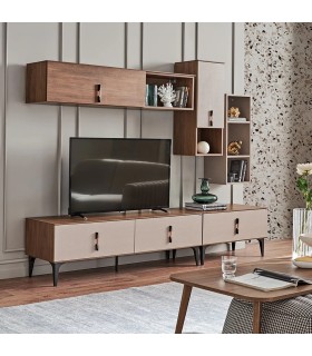 Comoda TV din pal, Nova, 160 cm, nuc, bej